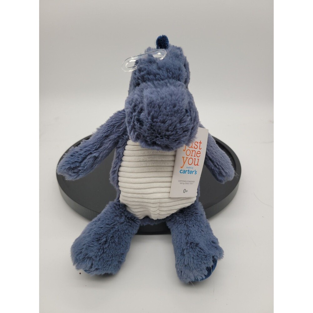 Carters Just One You Blue Dinosaur White Ribbed Tummy Lovey Stuffed Animal New